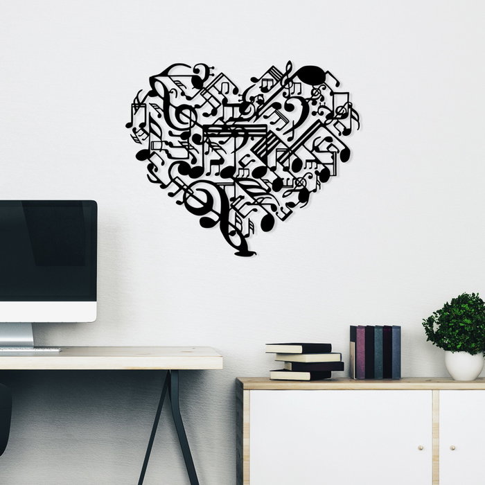 Wallity Musical Heart Escultura de Pared en Negro Wallity Musical Heart Escultura de Pared en Negro